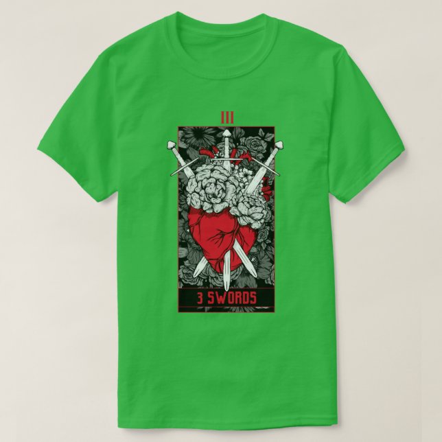 3 Schwerter Tarot Card Red T-Shirt (Design vorne)