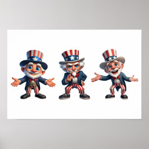 3 Senioren in der Kleidung von Uncle Sam Poster