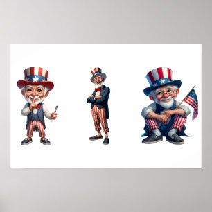 3 Senioren in der Kleidung von Uncle Sam Poster