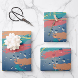 3-Set-Raindrop-Effekt Pinselstrichpapier Geschenkpapier Set