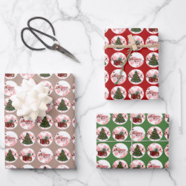 3 Sets Weihnachtswrackpapier Geschenkpapier Set