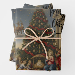 3-Sheet Nativity Santa Christmas Gift Wrap Geschenkpapier Set