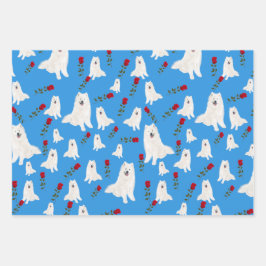 3 Sheet Samoyed Design Geschenkgutschrift Set Geschenkpapier Set
