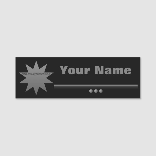 3 Silver Text Schwarz übertragen Beruflich Namensschild (Vorderseite)