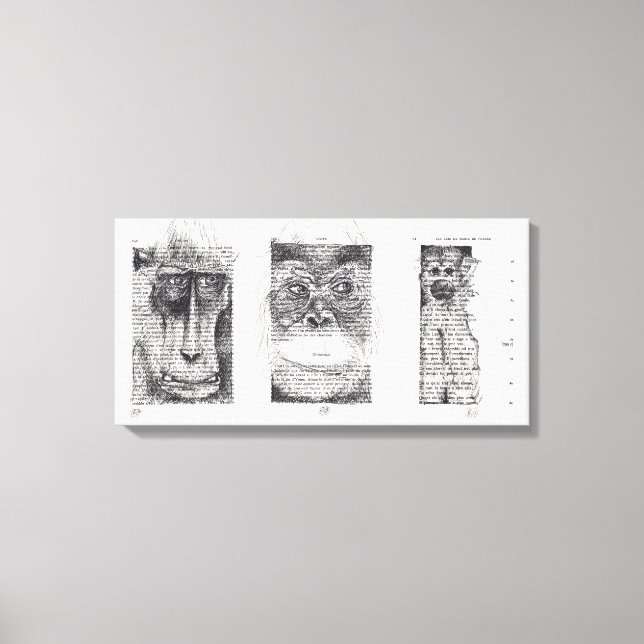3 Singes Sages pour Singe Année 2016 Toile (Recto)