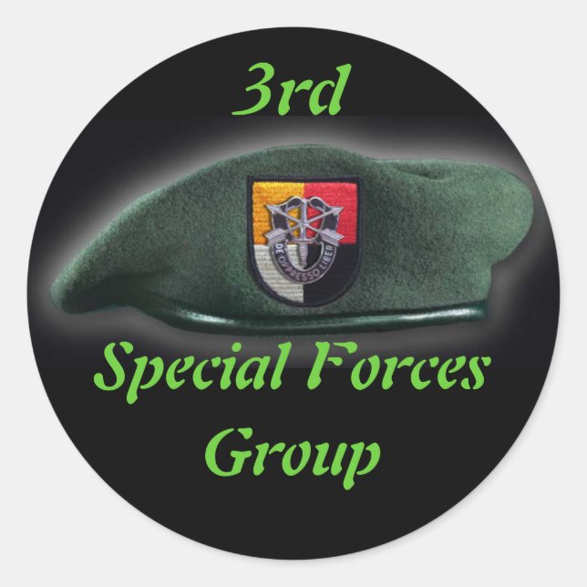 3. Sondereinheiten Grüne Berets Veteranen Runder Aufkleber (Vorderseite)