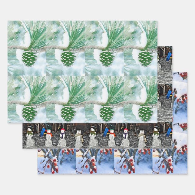 3 Spaß Winterurlaub Thema Geschenkpapier Set (Set)