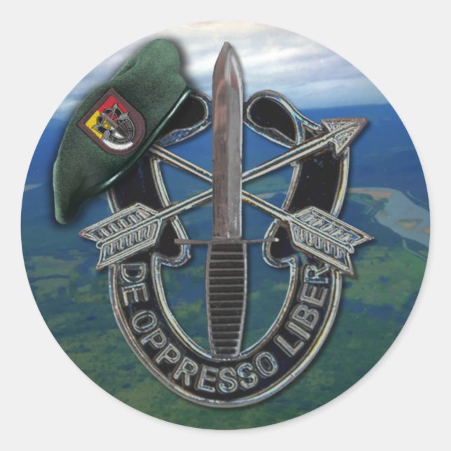 3. Spezialstreitkräfte Grüne Berets Veteranen Runder Aufkleber (Vorderseite)