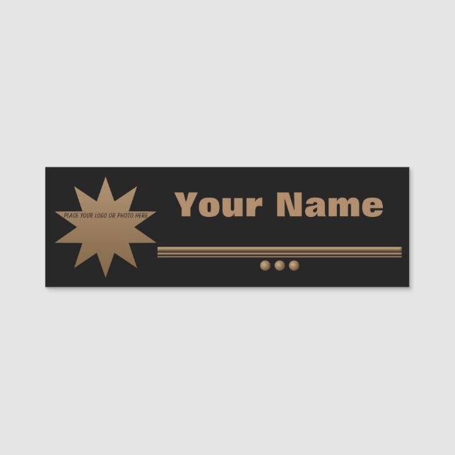 3 Sphere Brushed Gold Black Beruflich Classic Namensschild (Vorderseite)