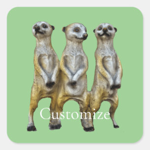 3 Stehend Meerkats Thunder_Cove Quadratischer Aufkleber