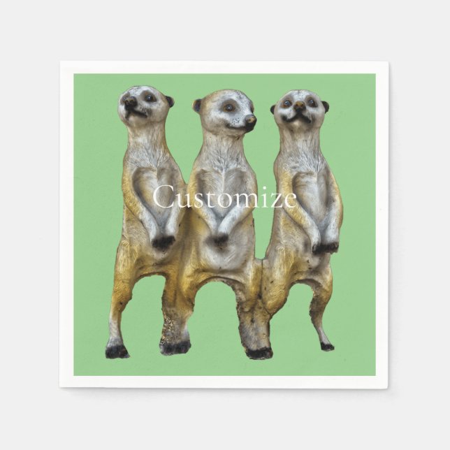 3 Stehend Meerkats Thunder_Cove Serviette (Vorderseite)