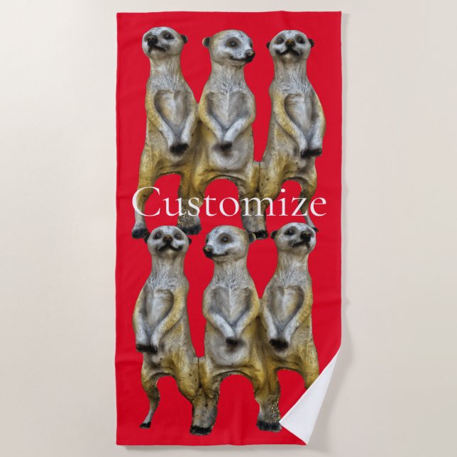 3 Stehend Meerkats Thunder_Cove Strandtuch (Vorderseite)