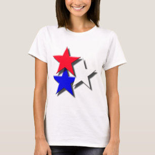 3 Sterne, Rot, Weiß und Blau T-Shirt
