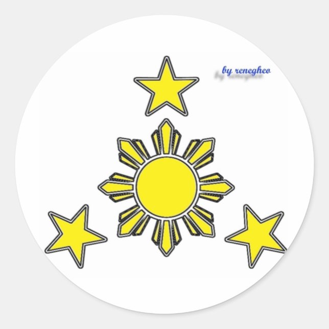 3 Sterne und Sonne Runder Aufkleber (Vorderseite)