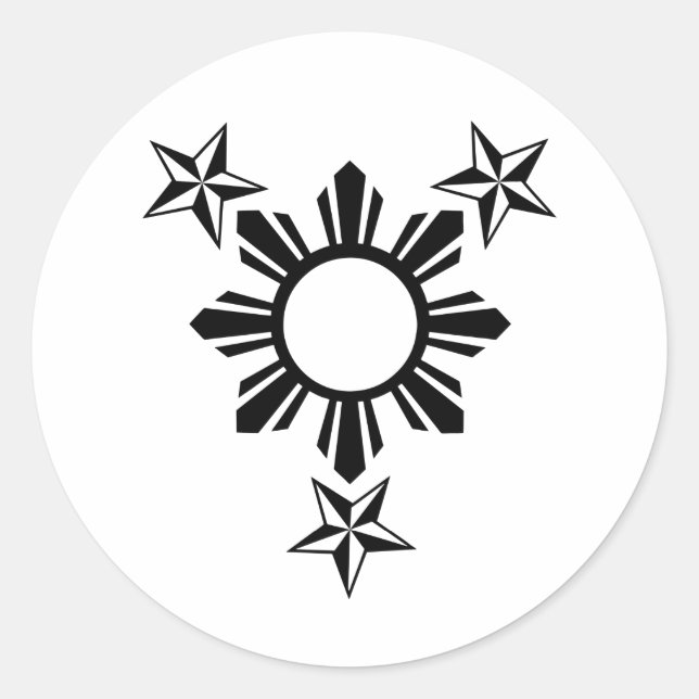 3 Sterne und Sonne Runder Aufkleber (Vorderseite)