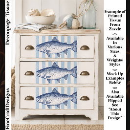 3 stilisierte Forellen, aqua blaue Streifen FM8L D Seidenpapier