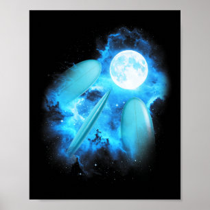 3 Surfbrett Heult den Mond an Farbige Blaue Surfs Poster
