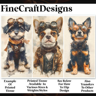 3 Süße Steampunk Hunde Gruppe 2 CB5 Decoupage Seidenpapier