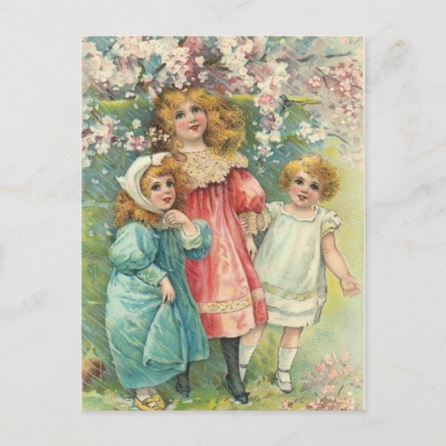3 Sweet Viktorianisch Girls Vintag Postcard Postkarte (Vorderseite)