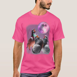 3 Tauben heulen am Mond Lustige Taube Vogel Liebha T-Shirt