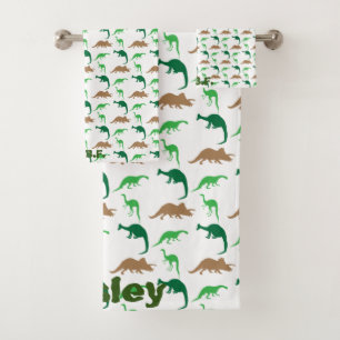 3-teiliges Handtuch-Set für junge Dinosaurier-Enth Badhandtuch Set