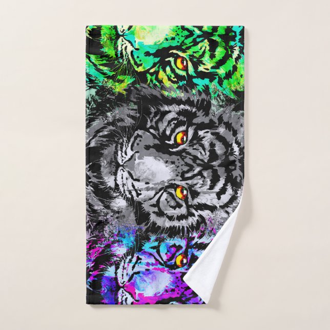 3 Tigerköpfe Badetücher - Tiger Heads Handtuch Set (Handtuch)