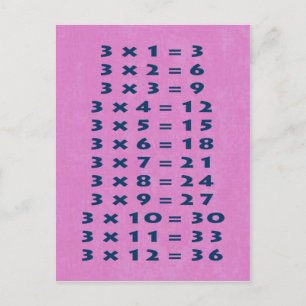 #3 Times Table Carte Postale Amusants Enfants et E