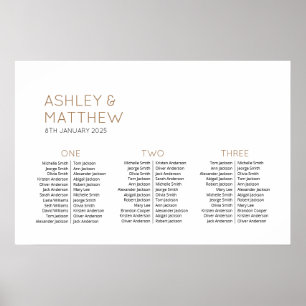 3 Tische 72 Gäste Moderne Hochzeit Sitzordnung Poster