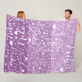 3-Tones of Purple Hearts, Stars and Music Notes  Fleecedecke