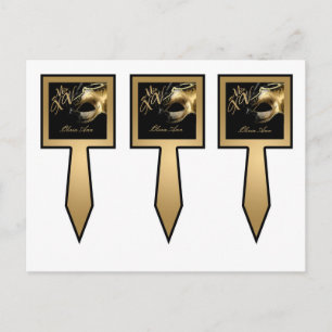 3 Torten Picks Mis XV Gold Schwarz Party Einladungspostkarte