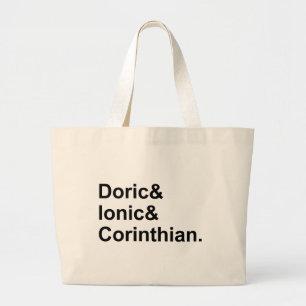 3 Typen griechischer Säulen  Doric Ionic Corinthi Jumbo Stoffbeutel