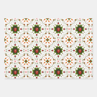 3 Umhüllungspapierblätter - Ladybug Design Geschenkpapier Set