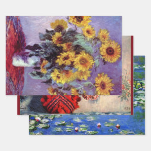 3 Verschiedene Blume Gemälde von Claude Monet Wrap Geschenkpapier Set