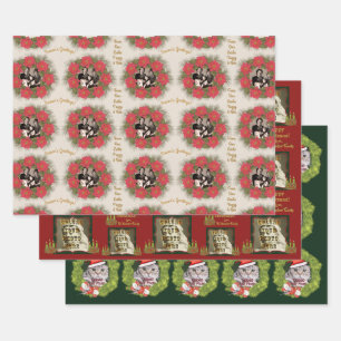 3 Verschiedene Personalisierte Weihnachtsdesigns f Geschenkpapier Set
