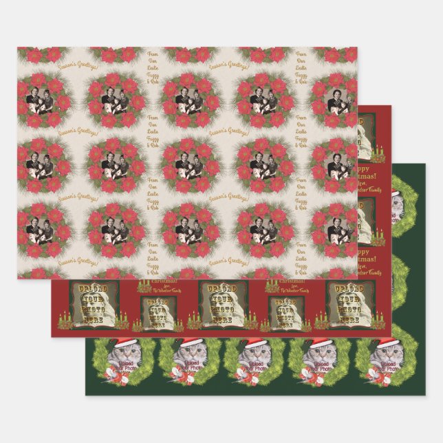 3 Verschiedene Personalisierte Weihnachtsdesigns f Geschenkpapier Set (Set)