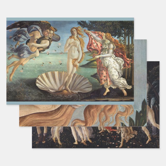 3 verschiedene Renaissance-Kunstwerke von Sandro B Geschenkpapier Set (Set)