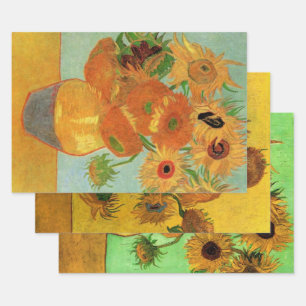 3 verschiedene Sonnenblumen Blume von Vincent van  Geschenkpapier Set