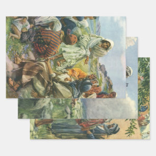 3 verschiedene Vintage-Motive mit religiösen Motiv Geschenkpapier Set