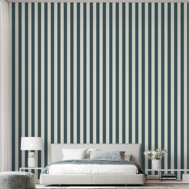3" Vertikaler Streifen Erdthy Dusty Blue & Elfenbe Tapete (Schlafzimmer)