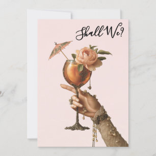 *~* 3 Verzierte A101 Cocktail FOTO  JUNGGESELLIN Einladung