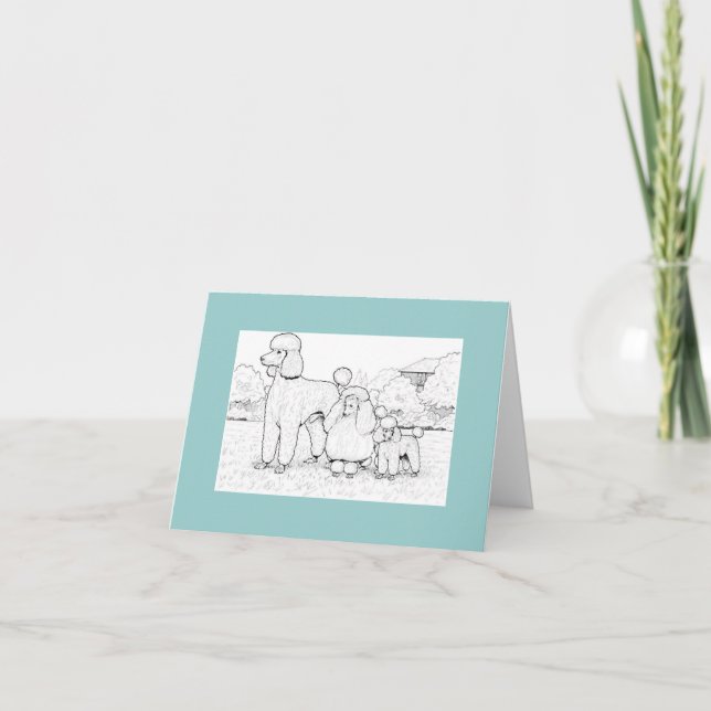 3 Vielzahl der Pudel Notecard Karte (Vorderseite)