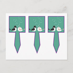 3 Vögel lieben Aquamarine/Lila Cake Picks Postkarte