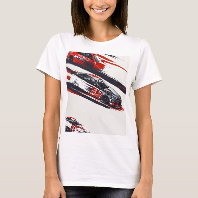 **"3 Voiture Drag Race Design T-shirt - Rapide et  (Devant)