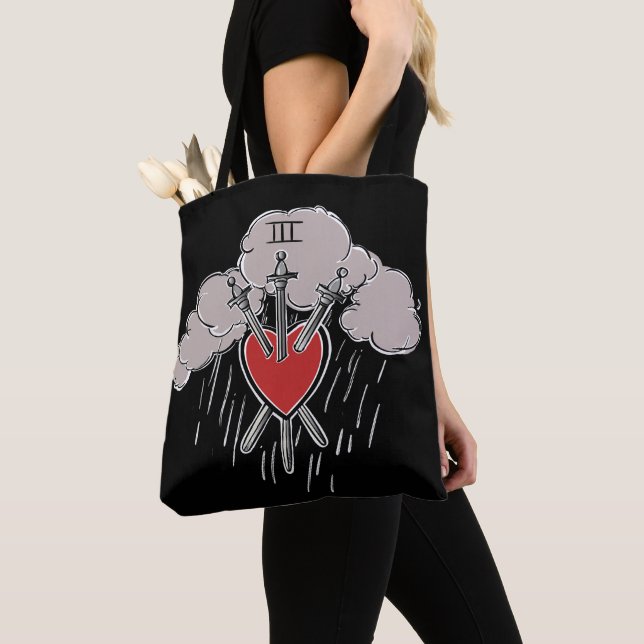 3 von Schwerter Liebe Herz Tarot Illustration Deck Tasche (Von Nahem)