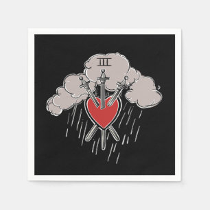 3 von Schwertern Liebe Herz Tarot Illustration Dre Serviette