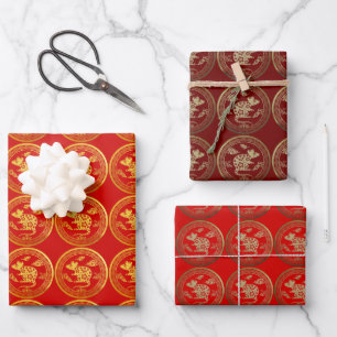 3 W Papier Gold Chinesische Papierschnitt Rat Jahr
