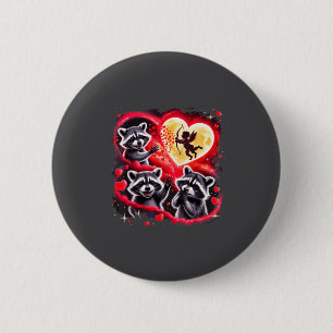 3 Waschbären heulen den Mond Funny Valentines Cou Button