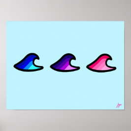 3 Wave Print Poster