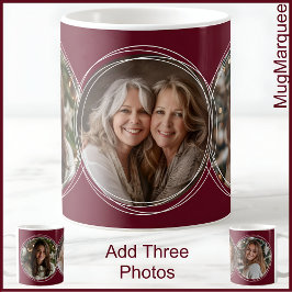 3 Weihnachts-Fotos Collage Maroon C31 Mama Mutter Kaffeetasse