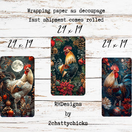 3 Weihnachtsroster Decoupage Geschenkpapier Set